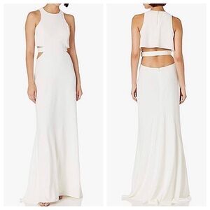 NEW Halston Heritage Evening‎ Cream Sleeveless Gown Side & Back Cutouts Size 10